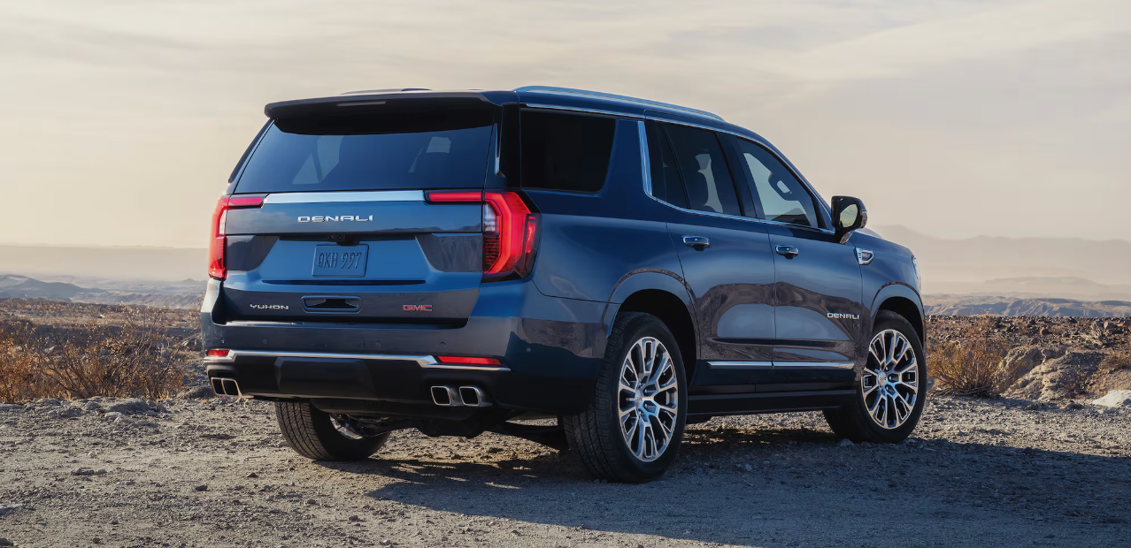 Rear of new black 2026 GMC Yukon near Fort Worth, TX